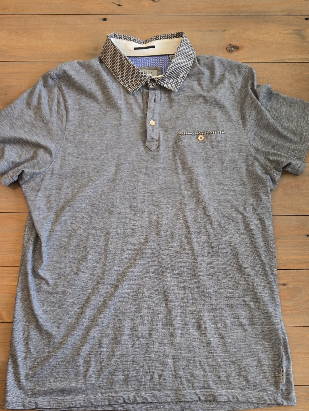 Ted Baker Gray Polo with Patterned Contrast Collar